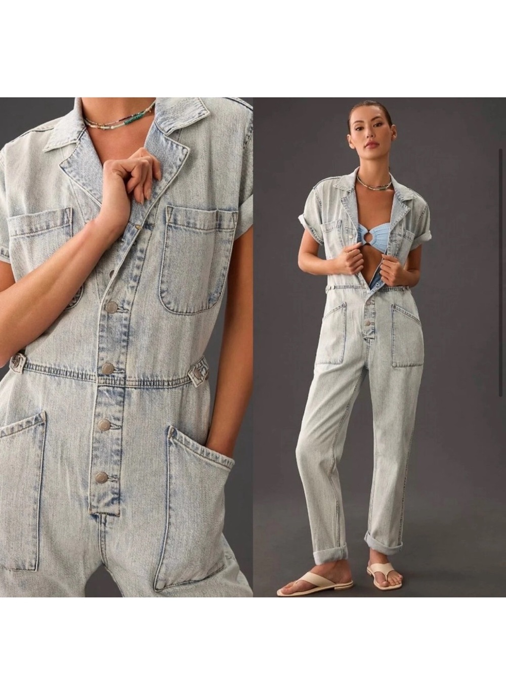 Pistola Grover Denim Jumpsuit Belize Wash Size S NWT Utility Coverall